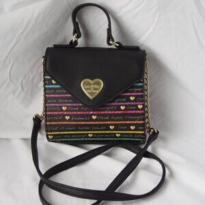 Betsey Johnson LB Letter Rainbow Top Handle Crossbody Purse